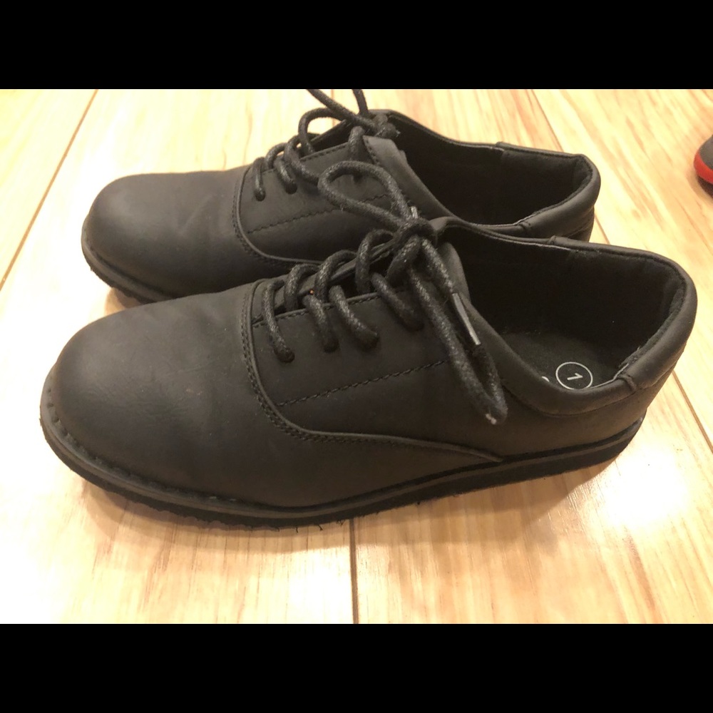 ➡️2 for $15 ⬅️Cat & Jack Boys Black Dress Shoes size 1 lace